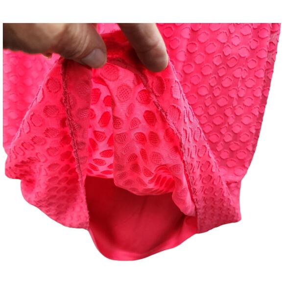 Nine West Dress Women’s 12 Fit & Flare Hot Pink Lined Textured Casual Church Wor - Picture 11 of 14
